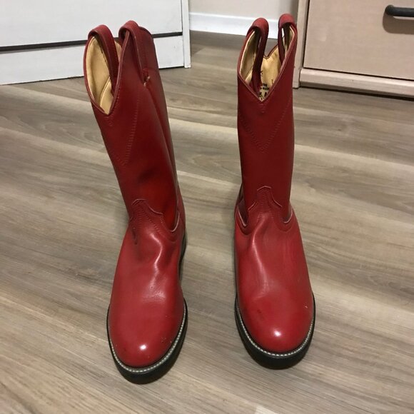 Laredo Ladies Red Leather Western Boots Size 8 - Picture 3 of 6